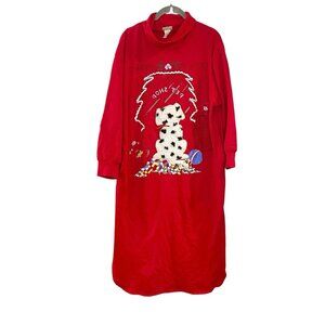 Vintage Pet Shop Dog Sweatshirt Dress Sleep Retro 90s Fuzzy Warm Holiday Red‎ M